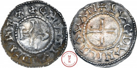 Charles II le Chauve (840-877), Denier, 864-875, Laon, Av.+ GRATIA D I REX, Monogramme carolin, Rv. + LVGDVNI CLAVATI, Croix, Argent, TTB, 1.75 g, 20 ...