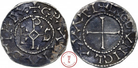 Charles II le Chauve (840-877), Denier, 864-875, Laon, Av.+ GRATIA D I REX, Monogramme carolin, Rv. + LVGDVNI CLAVATI, Croix, Argent, TTB+, 1.59 g, 19...