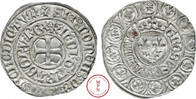 Charles VI (1380-1422), Gros au lys sous une couronne ou Grossus turonus, 03/11/1413, Rouen, Av. + SIT : nOmEN : DOmInI : BENEDICTVm / + KL' : DI' : G...