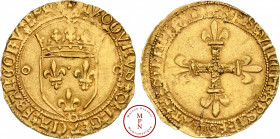 Louis XII (1498-1514), Écu d'or au soleil, 25/04/1498, Dijon, Av. (Lys) LVOOVICVS : OEI : GRACIA : FRAnCORV : REX : (coquille), Écu de France couronné...