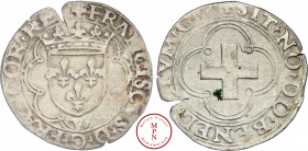 François Ier (1515-1547), Douzain à la croisette, Ier type, 19/03/1541, V, Turin, Av. + FRANCISCVS' D' G' FRANCOR' REX', Écu de France couronné, dans ...