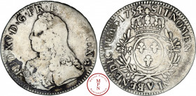 Louis XV (1715-1774), Écu aux branches d'olivier, 1734, V, Troyes, Av. LUD.XV.D.G.FR.ET.NAV.REX, Buste à gauche, Rv. SIT NOMEN DOMINI BENEDICTUM 1734,...
