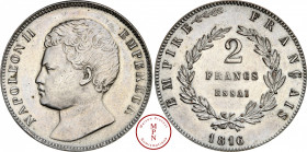 Napoléon II (1811-1832), Essai, 2 Francs, 1816, Bruxelles, Av. NAPOLEON II EMPEREUR, Tête nue à gauche, Rv. EMPIRE FRANCAIS 2 FANCS ESSAI 1816 dans un...