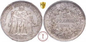 Deuxième République (1848-1852), 5 Francs, 1848, A, Paris, Av. LIBERTE EGALITE FRATERNITE, Hercule entouré de la Liberté et de la Justice, Rv. REPUBLI...