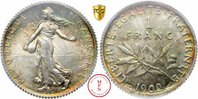 Troisième République (1870-1940), Franc, 1902, Paris, Av. REPUBLIQUE FRANCAISE, Semeuse semant à gauche, Rv. LIBERTE , EGALITE , FRATERNITE 1 FRANC 19...