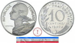 Cinquième République (1958-), Piéfort, 10 centimes Lagriffoul, 1980, Pessac, Av. REPUBLIQUE FRANCAISE, Buste de Marianne à gauche, Rv. LIBERTE EGALITE...