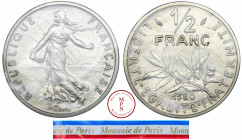Cinquième République (1958-), Piéfort, ½ Franc Semeuse, 1980, Pessac, Av. REPUBLIQUE FRANCAISE, Semeuse à gauche, Rv. LIBERTE EGALITE FRATERNITE / ½ F...