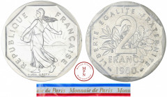Cinquième République (1958-), Piéfort, 2 Francs Semeuse, 1980, Pessac, Av. REPUBLIQUE FRANCAISE, Semeuse à gauche, Rv. LIBERTE EGALITE FRATERNITE / 2 ...