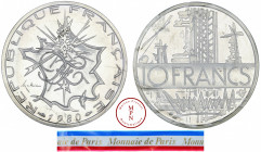 Cinquième République (1958-), Piéfort, 10 Francs Mathieu, 1980, Pessac, Av. REPUBLIQUE FRANCAISE, France stylisée, Rv. 10 francs, Tranche : LIBERTE EG...