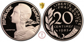 Cinquième République (1958-), Piéfort, 20 centimes, 1983, Pessac, Av. REPUBLIQUE FRANCAISE, Buste de Marianne à gauche, Rv. LIBERTE EGALITE FRATERNITE...