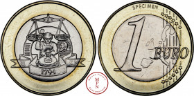 Specimen, 1 Euro, (1997), Birmingham, Av. H / KN / 1794, Logo de l'Hôtel des monnaies de Birmingham, Rv. SPECIMEN / 1 EURO, Carte de l'Europe, Bimétal...