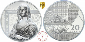 France, Monnaie de Paris, 20 Euro, La Joconde, 2020 Av. LEONARD DE VINCI / 500 ANS / LA JOCONDE, La Joconde, Rv. REPUBLIQUE FRANCAISE 20 EUROS, Vue de...