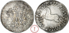 Brunswick-Luneburg-Celle, Christian Ludwig, Thaler, 1656-LW, Av. SINCERE ET CONSTANTER . ANNO 1656, Cheval cabré à gauche dans une couronne, Rv. CHRIS...