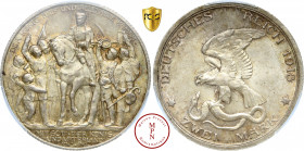 Prusse, Wilhelm II, 2 Mark, 100 ans de la Déclaration de Guerre à Napoléon Ier, 1913 Argent, FDC, PCGS MS65. 16.66 g, 33 mm, J-109,