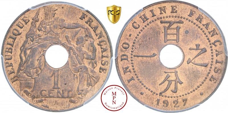République Française, Indochine, 1 centime, 1927, A, Paris , Av. REPUBLIQUE FRAN...