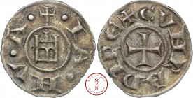 Gênes, République de Gênes ( 1139-1339), Denier, Gênes, Av. IANVA, Château, Rv. CVNRADVS REX, Croix, Argent, SUP, 0.64 g, 15 mm, MIR.16.
