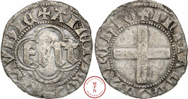 Savoie, Amédée VIII Conte (1391-1434), Quart de Gros, 2e type, Nyons, Av. + AMED ) CO ) SABAVDIE, FERT dans un quadrilobe, Rv. + IN ITALIA ) MARCHIO, ...