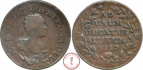 Marie-Thérèse (1740-1780), 2 Liards, 1757, Bruxelles, Av. M. T. D. GR. IMP. G. H. E. REG. A. A. D. LUX. Buste à droite, Rv. AD USUM DUCATUS LUXEM 1757...