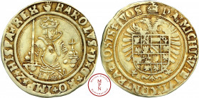 Antwerpen, Charles V d'Espagne (1543-1555), Florin Karolus, Av. + KAROLVS . D . G . RO . IMP . Z . HISP . REX , Charles Quint de trois quart de face à...