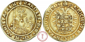 Antwerpen, Charles V d'Espagne (1543-1555), Florin Karolus, Av. + KAROLVS . D . G . RO . IMP . Z . HISP . REX , Charles Quint de trois quart de face à...