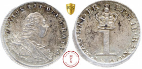 Georges III (1760-1820), Penny, Maundy, 1800, Londres, Av. GEORGIVS III. DEI. GRATIA., buste lauré et cuirassé à droite, Rv. MAG. BRI. FR ET HIB. REX....