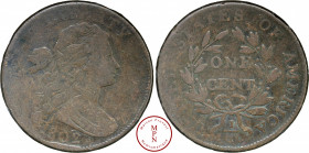 Large cent, 1802 Av. LIBERTY 1802. Bust of Liberty right, Rv. UNITED STATES OF AMERICA / ONE CENT, Couronne, Cuivre, B, 10.98 g, 28.5 mm, KM 22.