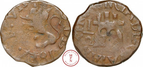 Ferdinand VII (1813-1833), Guyana, ½ Real, 1817 Av. ½ à coté d'un château, Rv. Lion, Cuivre, TB, 2.23 g, 21 mm, KM C41.2.