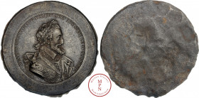 Henri IV (1589-1610), Modèle uniface d'avers, Médaille par Caqué, (1820), Av. HENRI IV NE A PAU LE 15 DEC. 1553 MORT ASSASSINE LE 14 MAI 1610, Buste l...