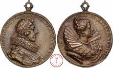 Louis XIII (1610-1643), Anne d'Autriche, Médaille, par Dupré, 1620, Paris, Av.LVDOVIC. XIII D. G. FRANCOR. ET NAVARAE REX., Buste de Louis XIII à droi...