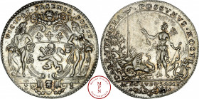 Louis XIV (1643-1715), Académie des Chevaliers de l'Arc, Jeton, Lyon, Av. DARE VVLNERA POSSVMVS HOSTI / ACAD LVGD SAGIT, Louis XIV (?), dans les trait...