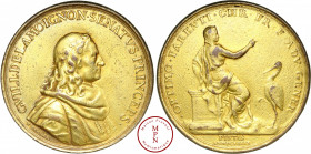 Louis XIV (1643-1715), Guillaume II de Lamoignon, seigneur de Blancmesnil et de Malesherbes, Médaille, 1679, Paris, Av. GVILL.DE.LAMOIGNON.SENATVS.PRI...