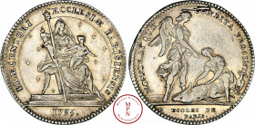 Louis XV (1715-1774), Université de Paris, Écoles de Paris, Jeton, 1735 Av. PRAECENTORI ECCLESIAE PARISIENSIS 1735, La Vierge Marie assise de face, te...