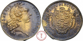 Louis XV (1715-1774), Cinquième corps des marchands, Bonnetiers, Jeton, 1758, Paris, Av. LUD. XV. REX. CHRISTIANISS, Tête à droite, Rv. QUANTOS. DUO. ...