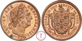 Louis XV (1715-1774), Cinquième corps des marchands, Bonnetiers, Jeton, par Duvivier, 1758, Paris, Av. LUD. XV. REX. CHRISTIANISS, Tête laurée à droit...