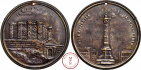 Louis XVI (1774-1792), Prise de la Bastille, Médaille, Uniface, 1789, Paris, Av. 14 JUILLET 1789, Vue sur la Bastille derrière un mur avec une porte d...