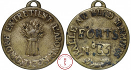 Louis XVI (1774-1792), Halles aux blés d'Amiens, Médaille, Amiens, Av, L'ORDRE ENTRETIEN L'ABONDANCE, Fagot de blé, Rv. HALLE AU BLED D'AMIENS / FORTS...