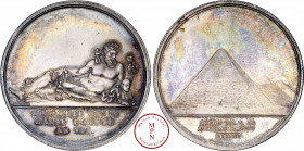 Directoire (1795-1799), Conquête de la Basse Égypte, Jeton, Brenet, AN VII (1798), Av. CONQUETE DE LA BASSE EGYPTE AN VII, Le Nil couché, appuyé sur u...