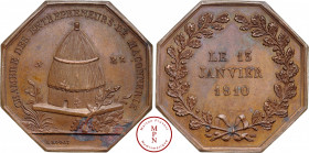 Napoléon Ier (1804-1815), Syndycat des Entrepreneurs de Maçonnerie, Jeton, par Rogat, 1810, Paris, Av. CHAMBRE DES ENTREPRENEURS DE
MACONNERIE, Ruche,...