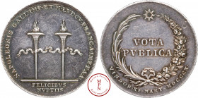 Napoléon Ier (1804-1815), Mariage de Napoléon Ier et de Marie-Louise, Médaille, 1810, Vienne, Av. NAPOLEONIS GALL. IMP. ET M. LVDOV. FRANC. A. IMP. F....