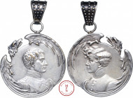 Napoléon Ier (1804-1815), Napoléon et son fils le Roi de Rome dit l'Aiglon, Médaille Bonapartiste, Vers 1820-1830, Av. Portrait de l'Empereur à droite...