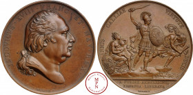 Louis XVIII (1815-1824), Restauration du trône d'Espagne, Médaille, Gayrard, 1823, Paris, Av. LVDOVICVS. XVIII. FRANC. ET. NAV. REX. Tête à droite, si...