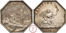 Louis-Philippe (1830-1848), Assurances Maritimes « Melusine », Jeton, Vers 1836, Av. MELUSINE, / Cie DASSURce MARITIMES / ET DE / PRETS A LA GROSSE, S...