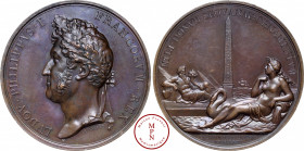 Louis-Philippe (1830-1848), Érection de l'obélisque de Louxor, Médaille, Vatinelle, 1836, Paris, Av. LVDOV . PHILIPPVS . I FRANCORVM . REX, Tête lauré...