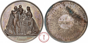 Napoléon III (1852-1870), Baptême du prince impérial, Médaille, 1856, Paris, Av. BAPTÊME DU PRINCE IMPERIAL / MDCCCLVI, L'Empereur debout à gauche, te...