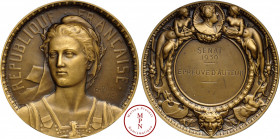 Troisième République (1870-1940), Épreuve d'Auteur pour la médaille du Sénat de 1930, Médaille, Pillet, 1930, Paris, Av. REPUBLIQUE FRANCAISE, Buste d...
