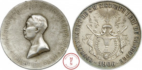 Cambodge, Couronnement de Sisowath Ier, Médaille, 1906 Av. Buste à gauche de Sisowath Ier, Rv. COURONNEMENT DE S.M. SISOWATH I ROI DU CAMBODGE 1906, A...