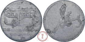 Chine, Shanghai, The China General Omnibus Company, Jeton de 1 cent, (1939), Av. THE CHINA GENERAL / OMNIBUS CO. / LTD, Bus à droite, Rv. Monogramme J...