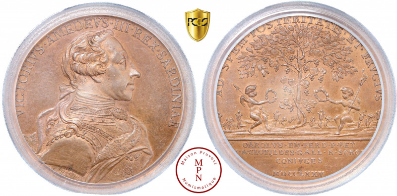 Italie / Savoie, Noces de Charles Emmanuel et de Marie Clothilde, Médaille, 1775...