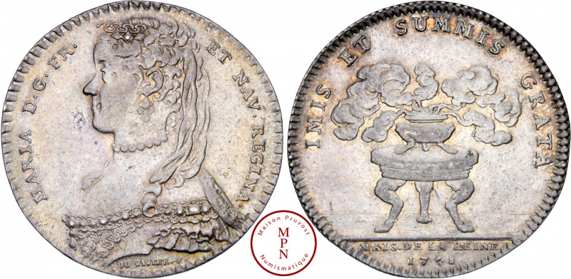 Pologne – France, Marie Leszczynska Reine de France, Jeton, par Duvivier, 1748, ...