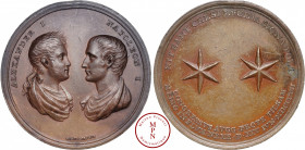 Russie, Paix de Tilsit, Médaille, Abramson, 1807, Moscou, Av. ALEXANDER I NAPOLEON I, Buste affronté des deux empereurs, Rv. NITEANT CELSI LVCIDA SIGN...